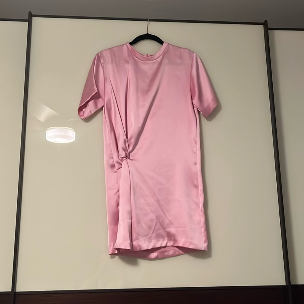 Silk pink mini dress